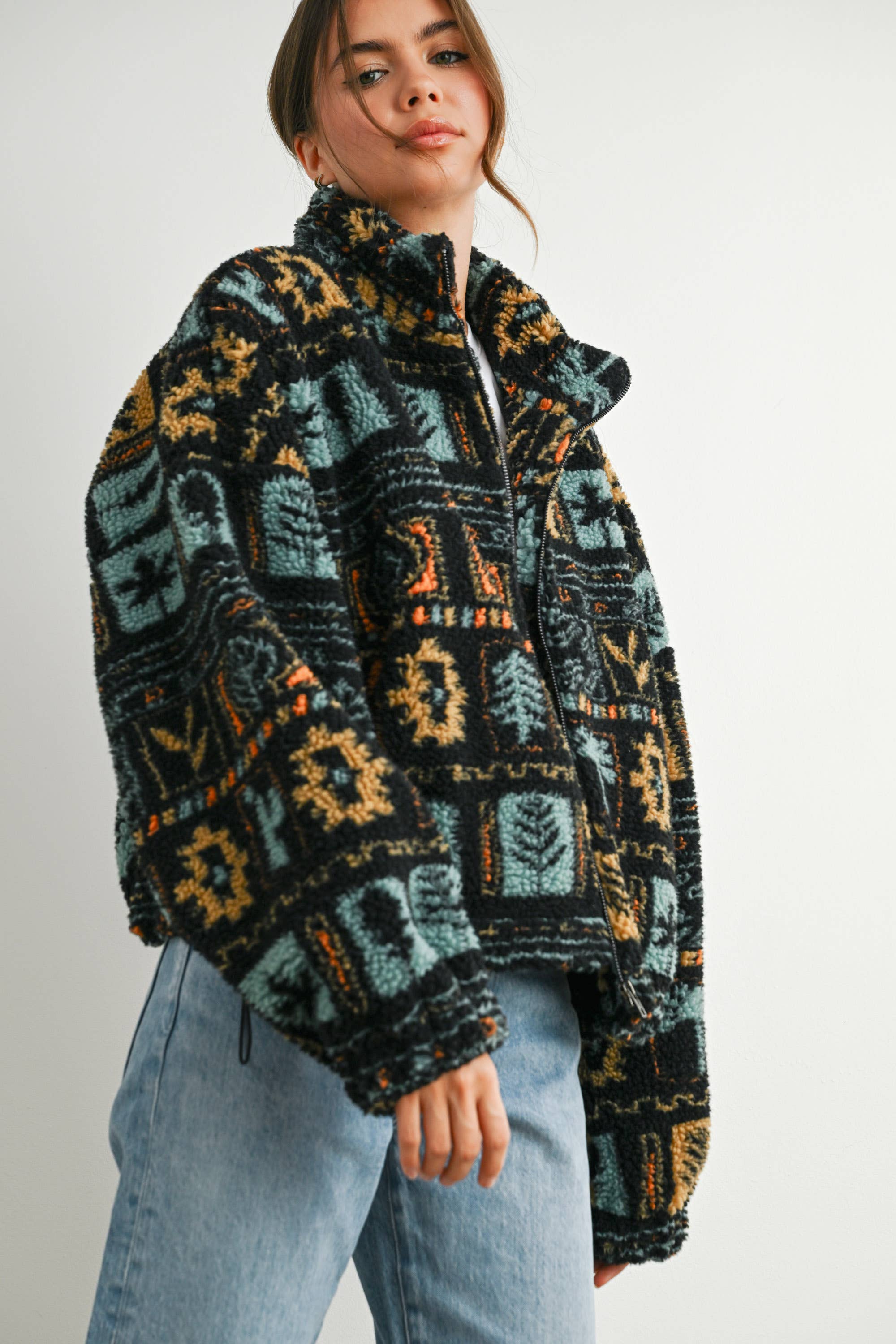 Camper Zip-Up Polar Fleece Mock Neck Long Sleeve Jacket