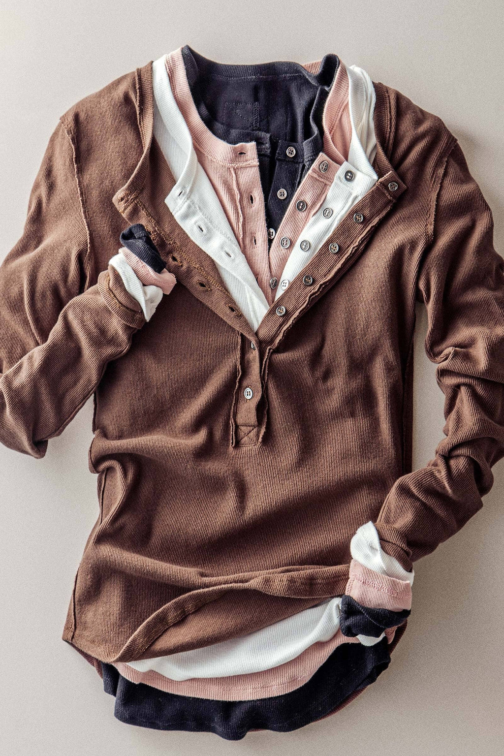 The Darla Ribbed Henley Long Sleeve Top
