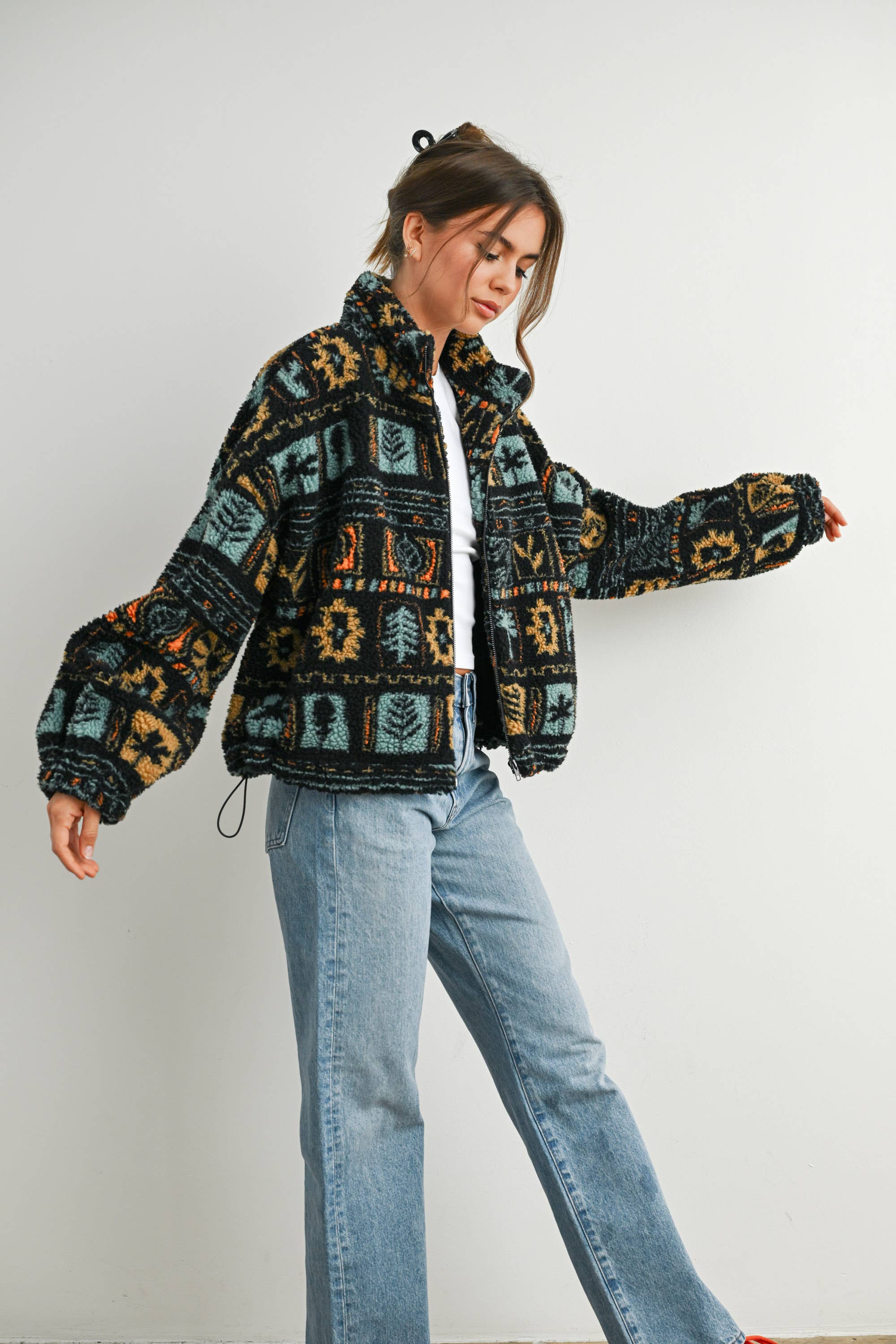 Camper Zip-Up Polar Fleece Mock Neck Long Sleeve Jacket