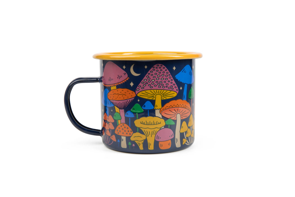 Enamelware Coffee & Camp Mug | Midnight Mushroom | 16 Oz