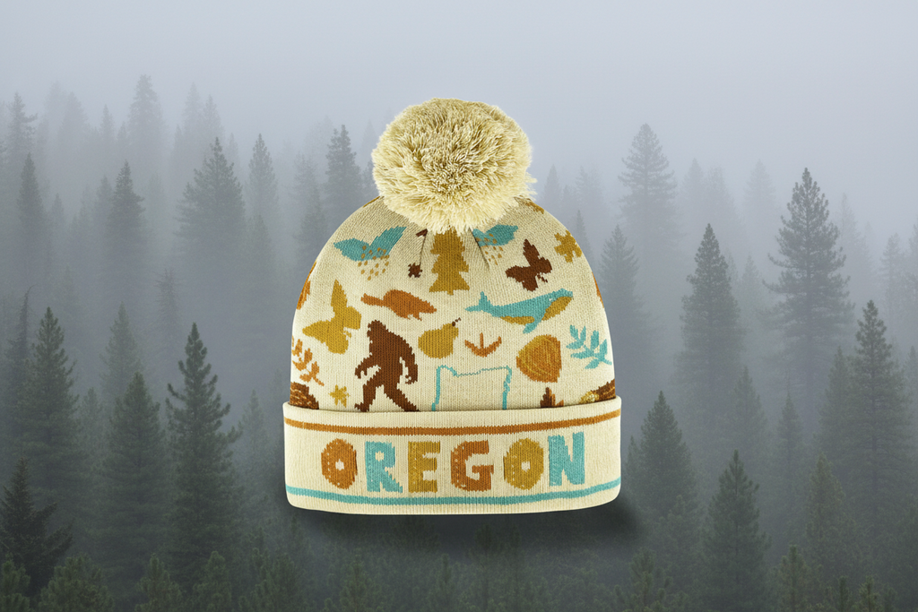 Oregon Adventure Knit Beanie – Bigfoot Forest Wildlife Outdoor Winter Hat
