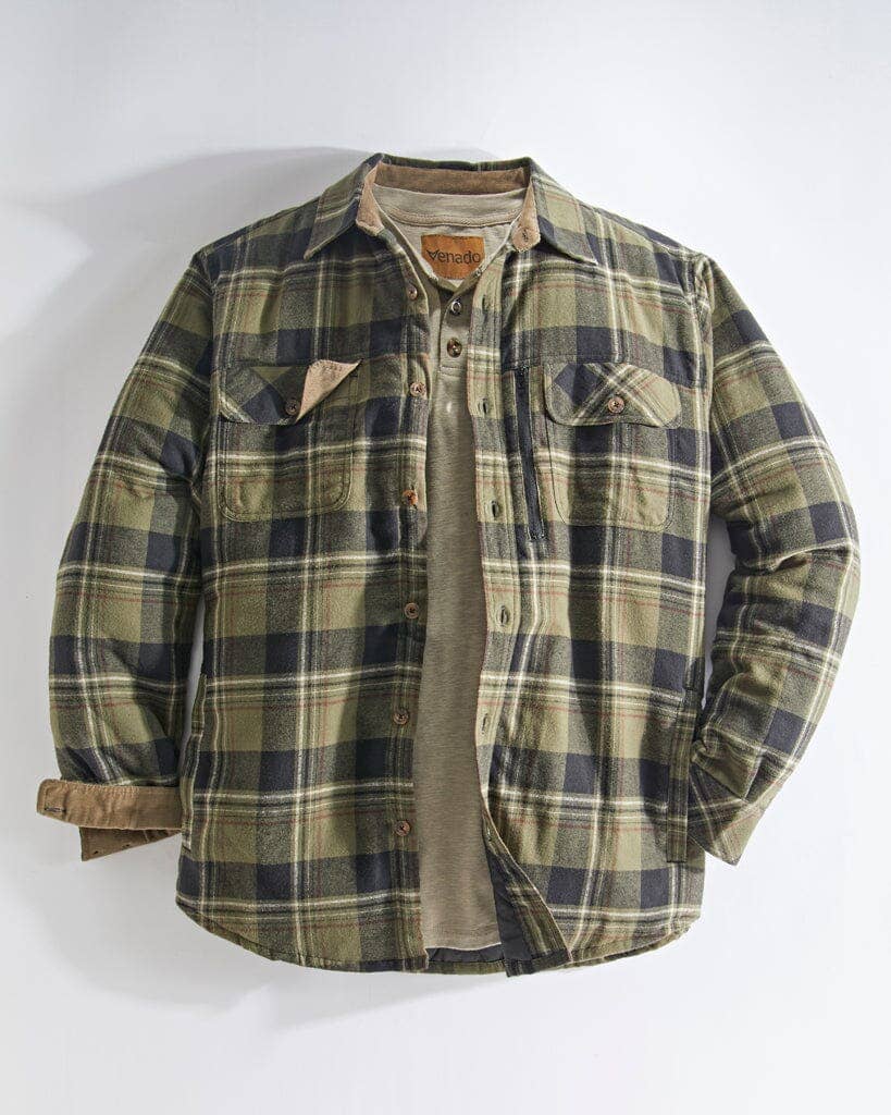 Quilt Lined Brushed Flannel Shirt Jacket
