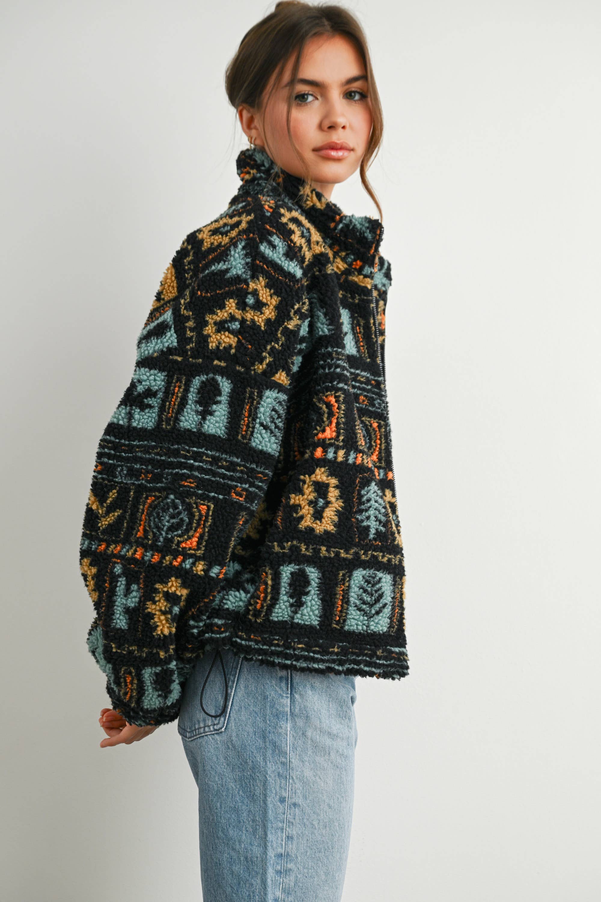 Camper Zip-Up Polar Fleece Mock Neck Long Sleeve Jacket