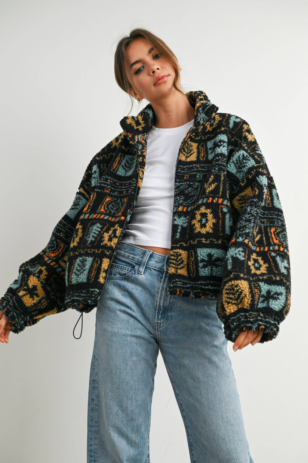 Camper Zip-Up Polar Fleece Mock Neck Long Sleeve Jacket