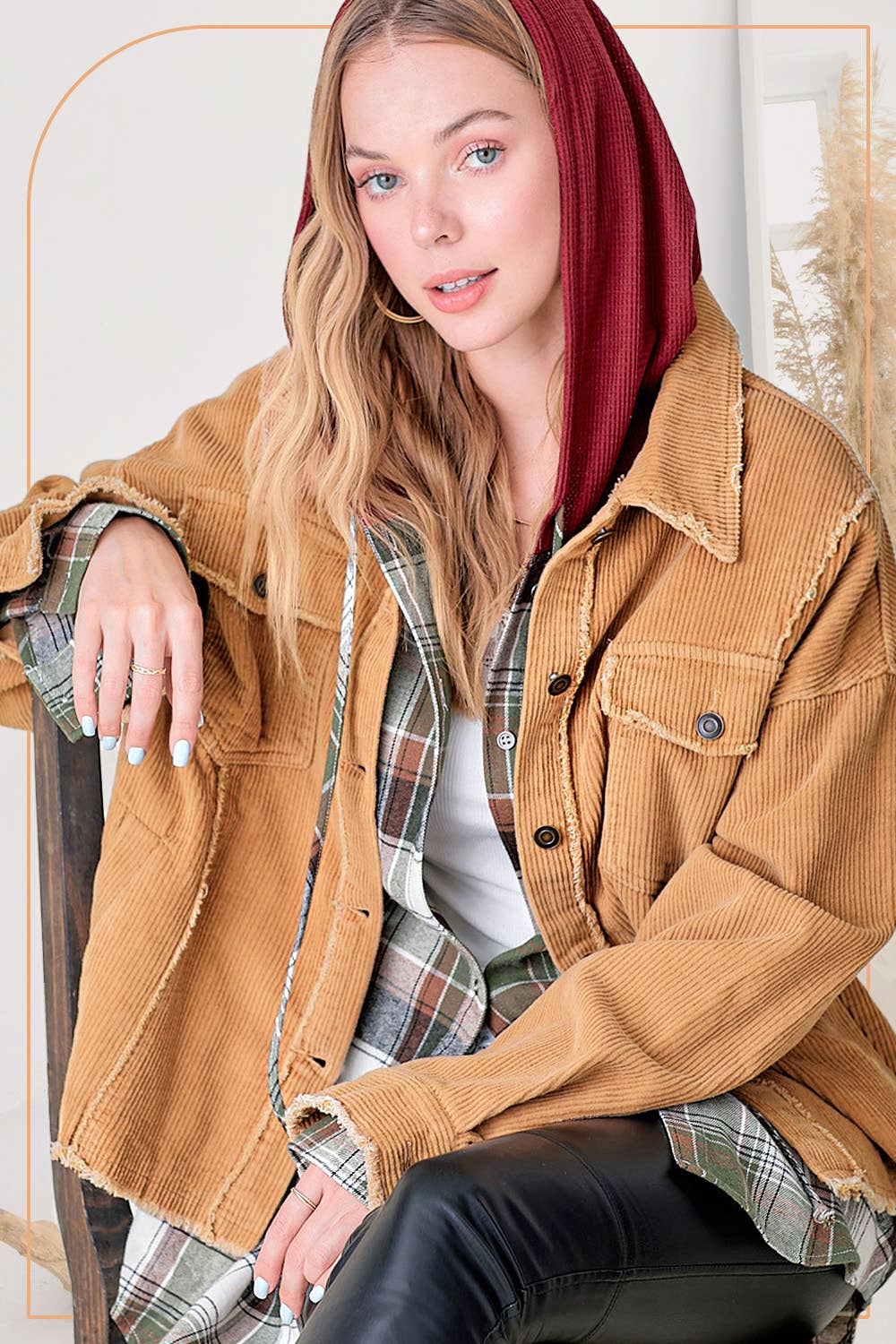 JKT1782-Washed Corduroy Oversized Button Down Jacket