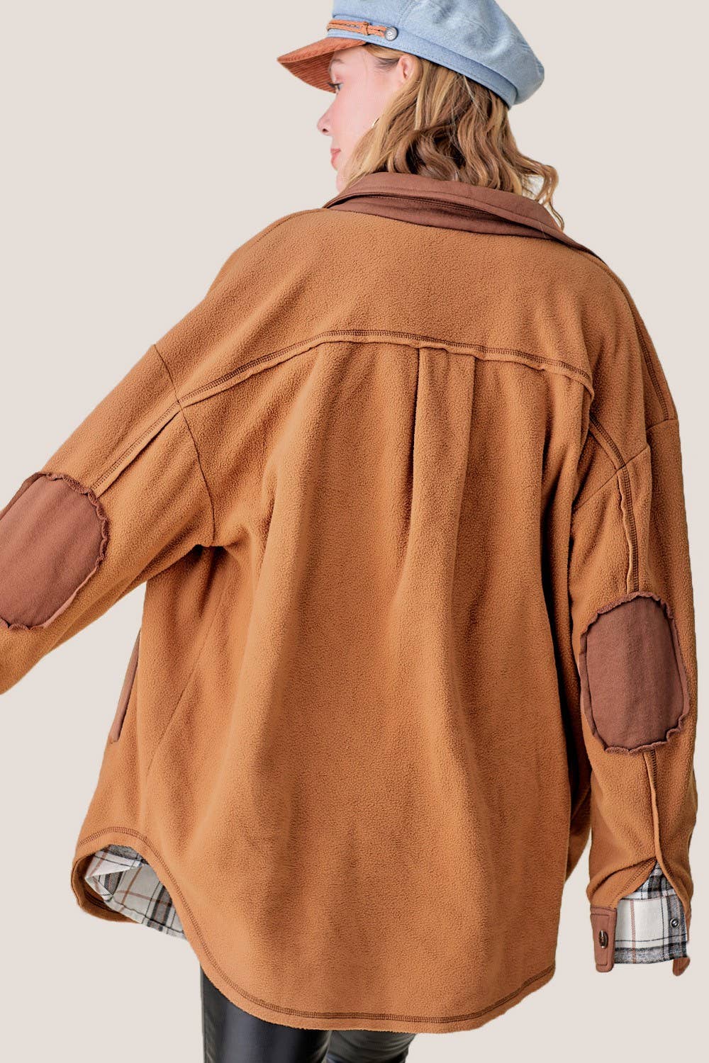 JKT1711-Soft Brushed Button Down Long Sleeve Fleece Shacket