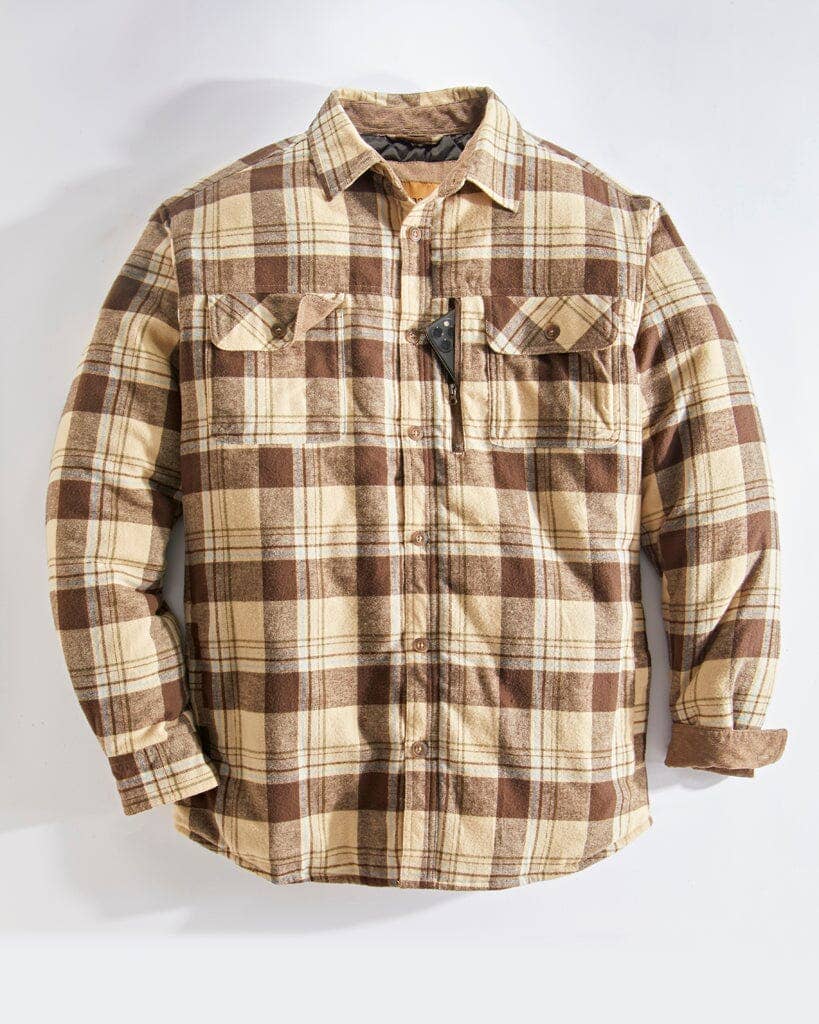Quilt Lined Brushed Flannel Shirt Jacket