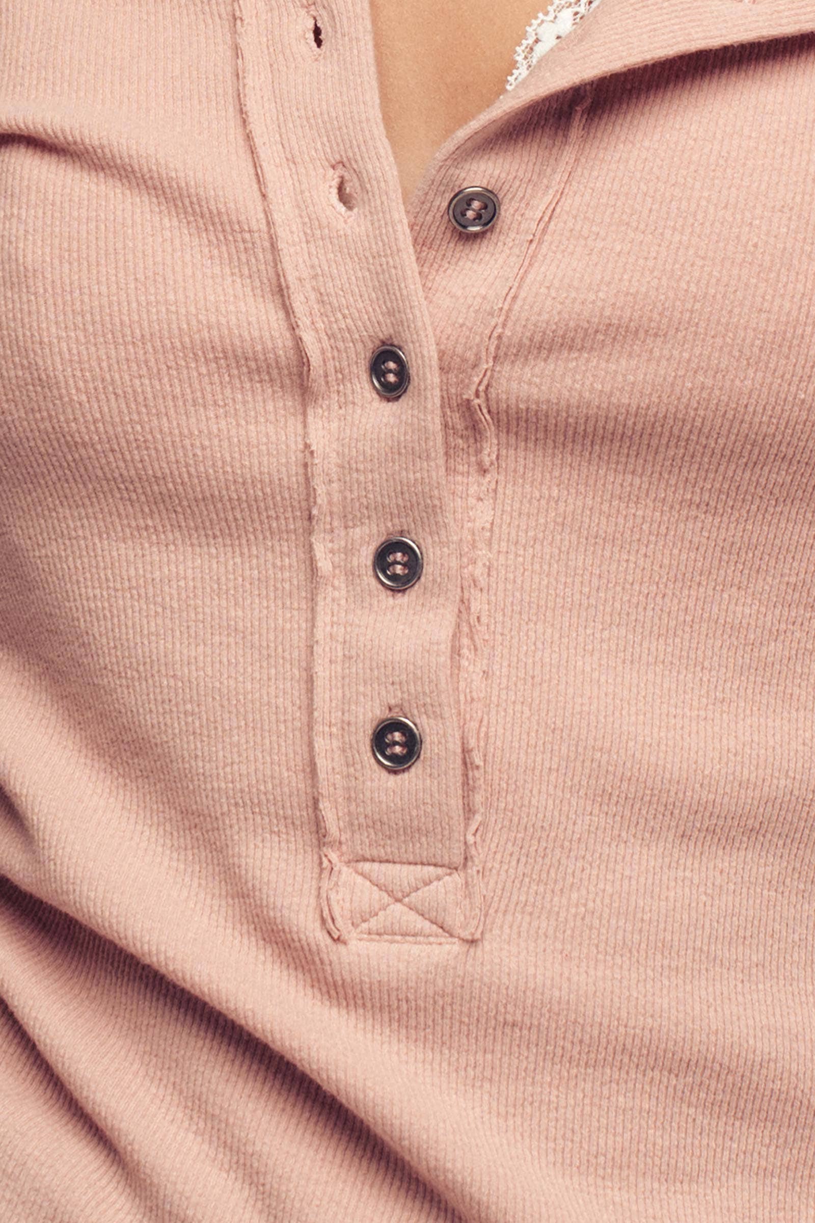 The Darla Ribbed Henley Long Sleeve Top