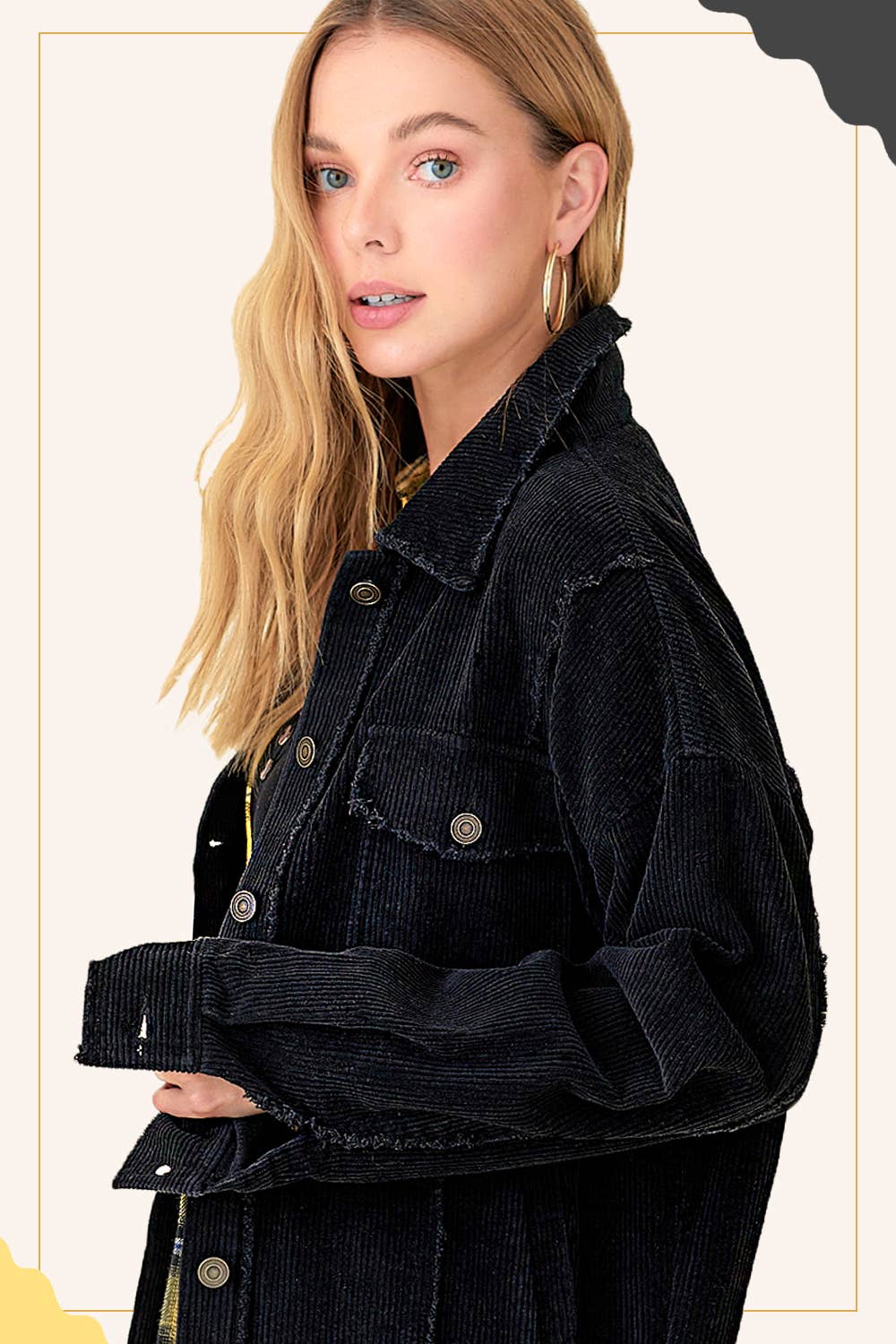 JKT1782-Washed Corduroy Oversized Button Down Jacket