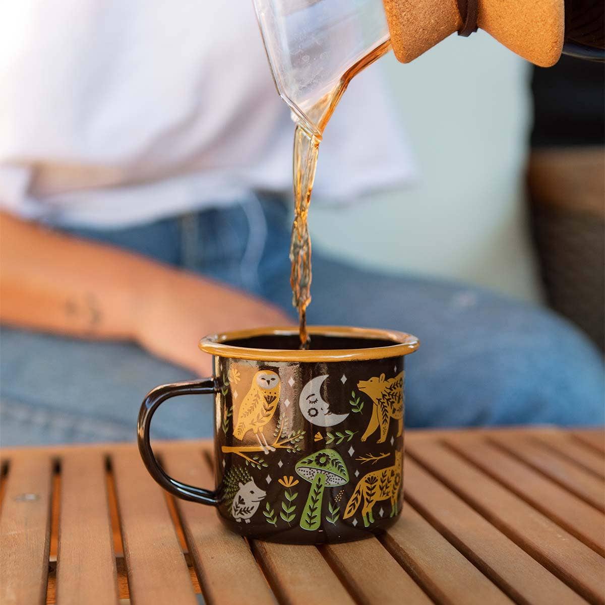 Enamelware Coffee & Camp Mug | Woodland Friends | 16 Oz