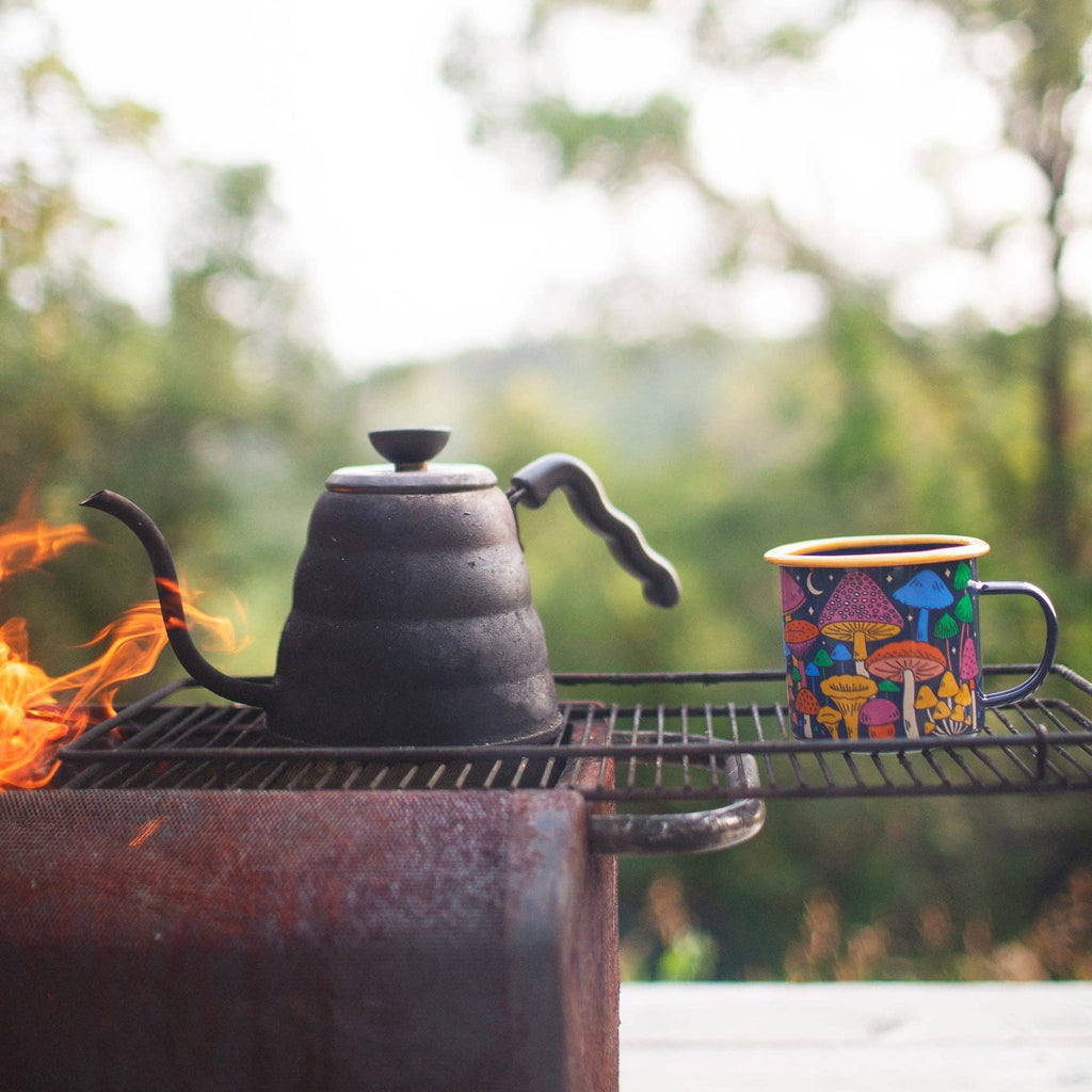 Enamelware Coffee & Camp Mug | Midnight Mushroom | 16 Oz