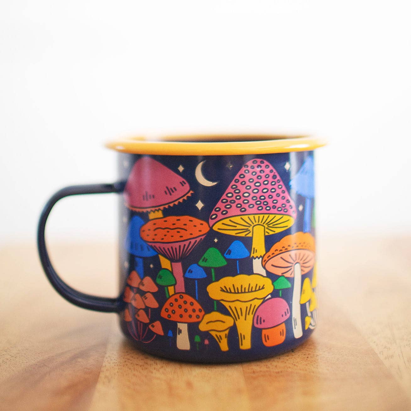 Enamelware Coffee & Camp Mug | Midnight Mushroom | 16 Oz