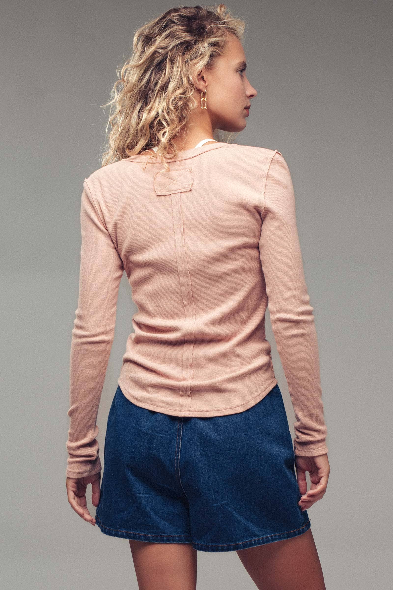 The Darla Ribbed Henley Long Sleeve Top