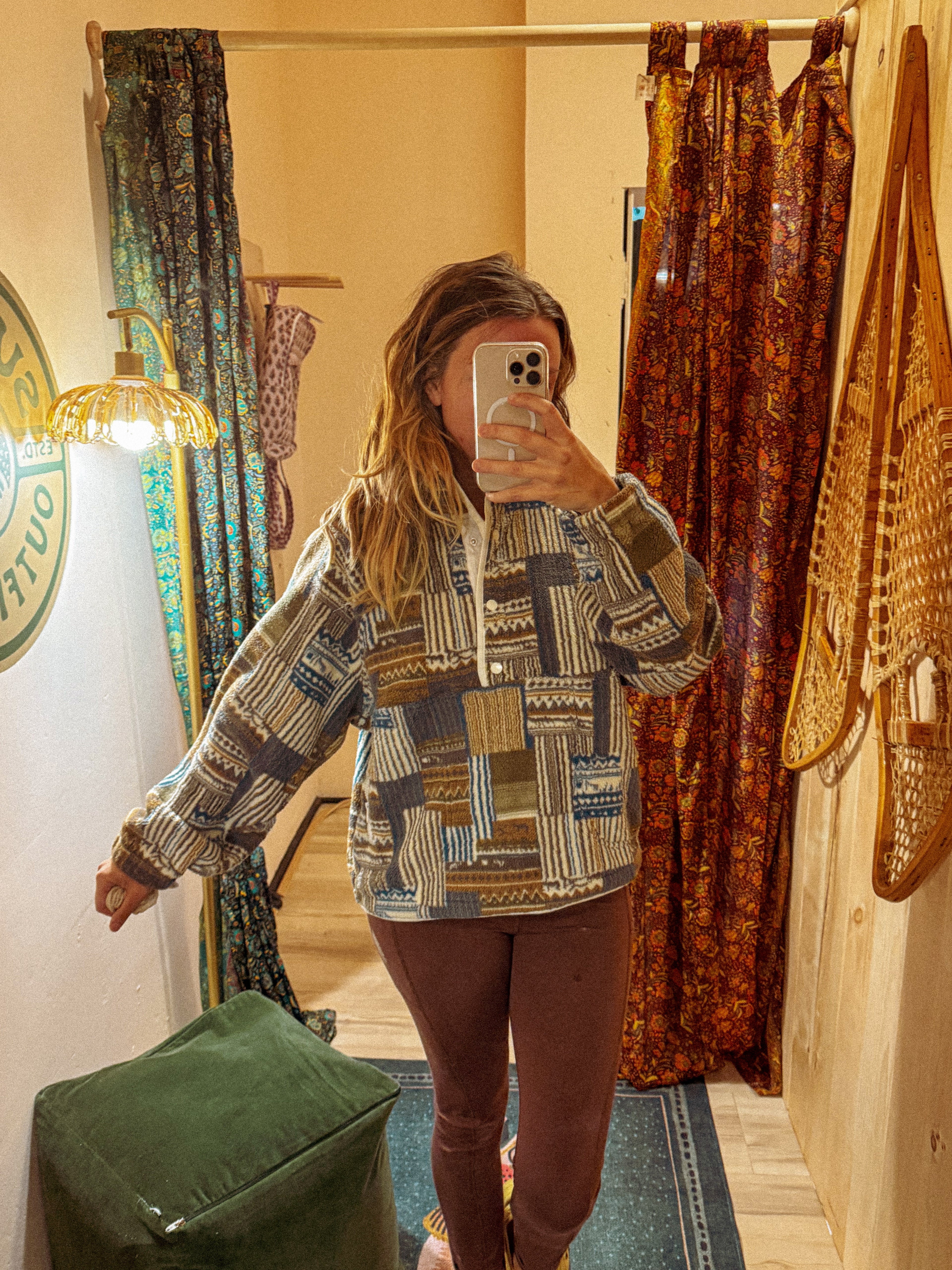 The Gabe Vintage Patchwork Print Multicolor Fleece Sweatshirt