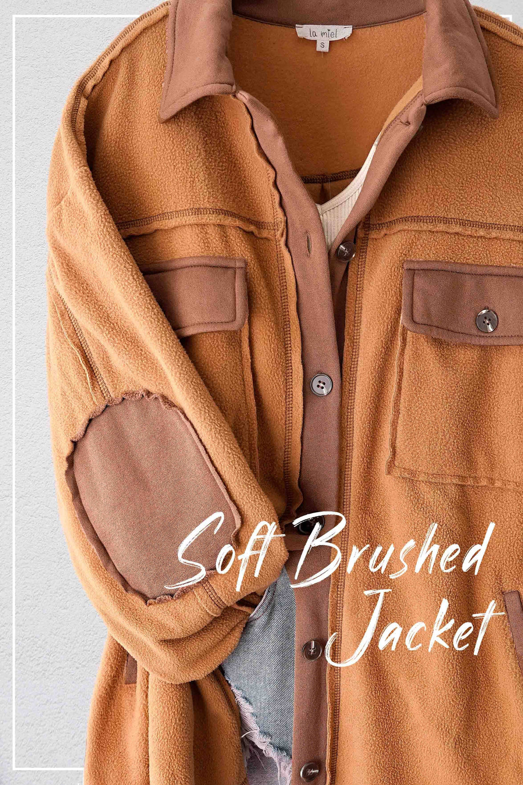 JKT1711-Soft Brushed Button Down Long Sleeve Fleece Shacket