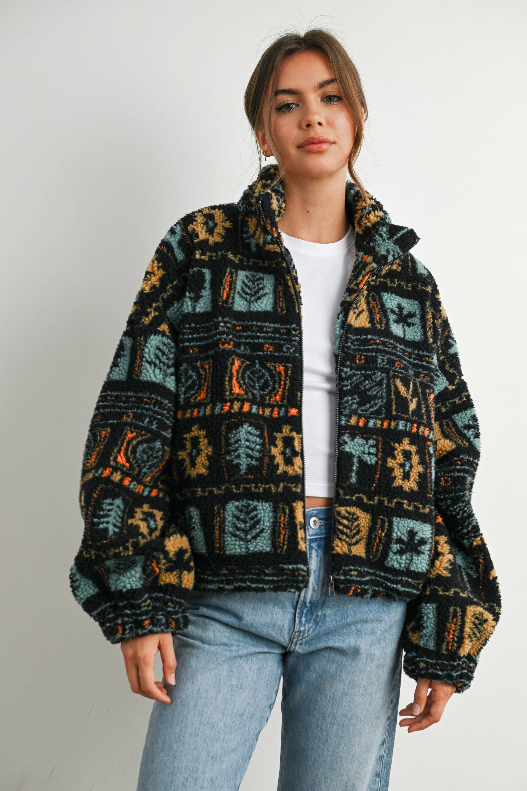 Camper Zip-Up Polar Fleece Mock Neck Long Sleeve Jacket