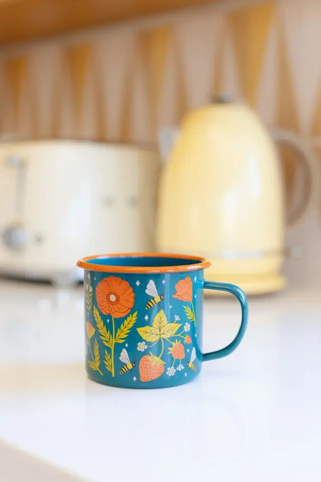 Enamelware Coffee & Camp Mug | Garden Buzz | 16 oz