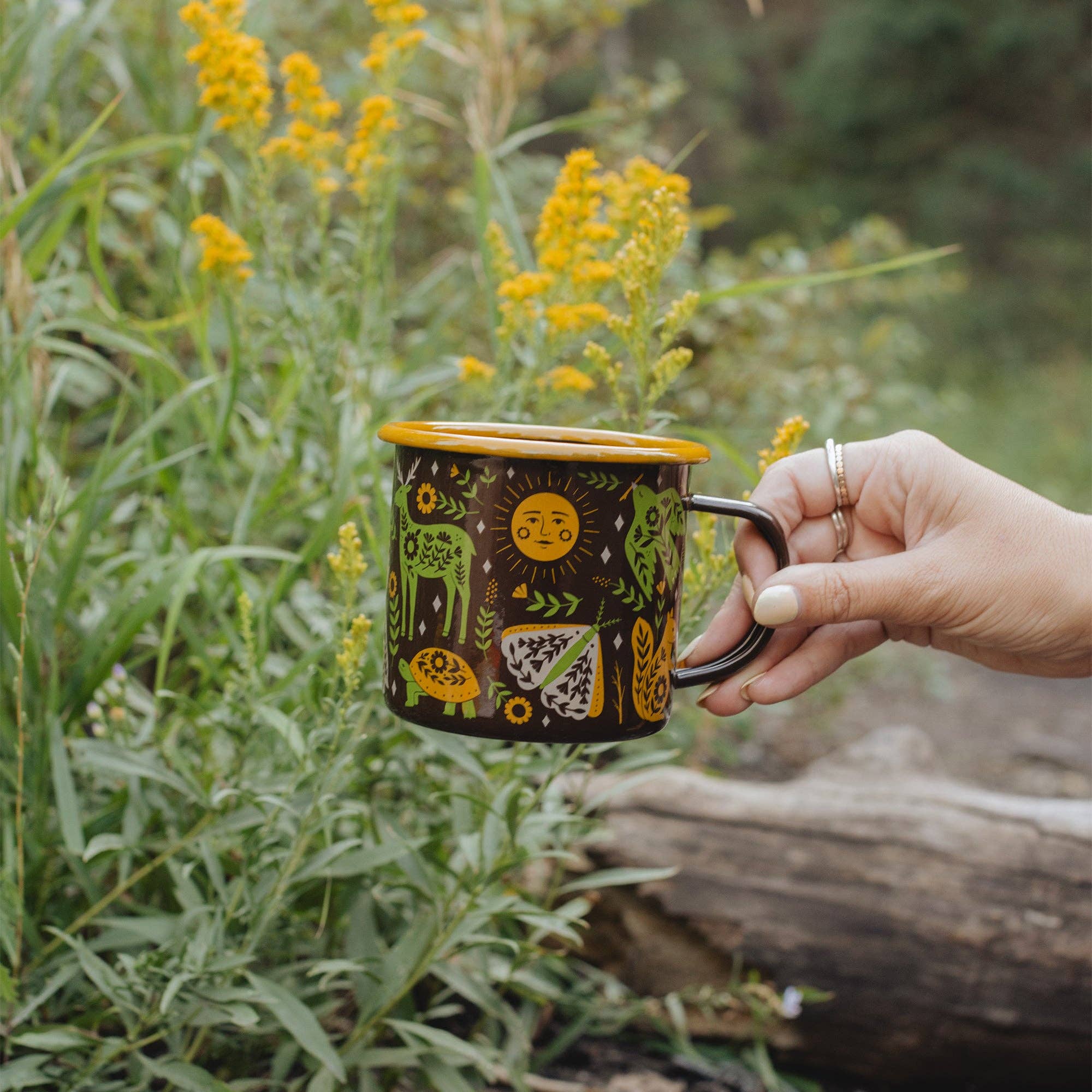 Enamelware Coffee & Camp Mug | Woodland Friends | 16 Oz