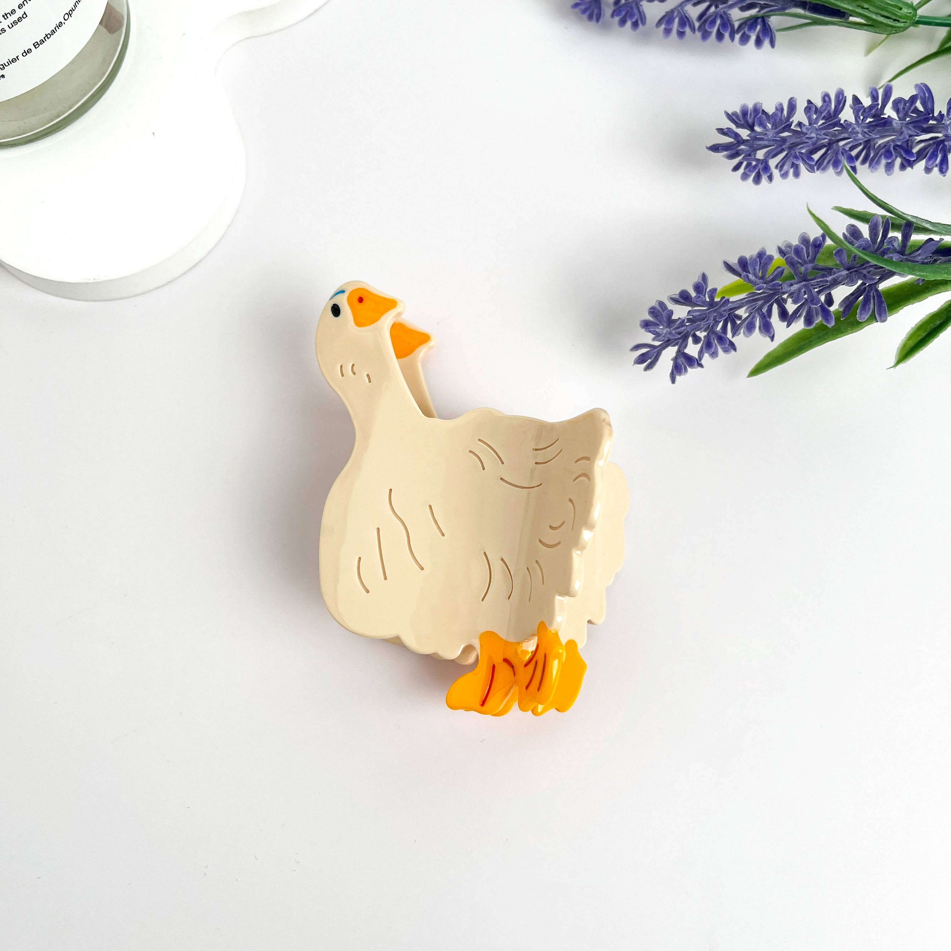 White Goose Acetate Animal Hair Claw Clip