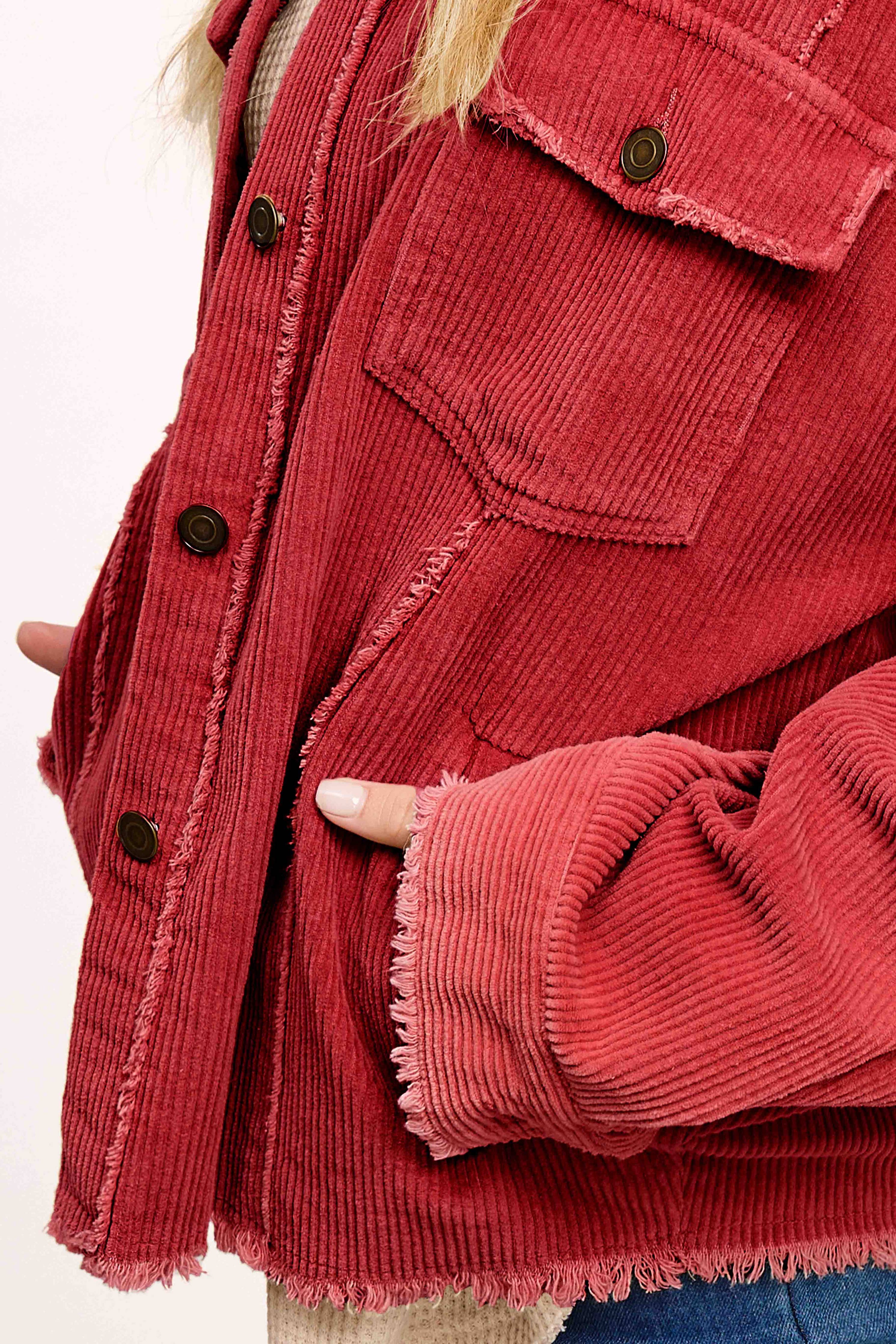 JKT1782-Washed Corduroy Oversized Button Down Jacket