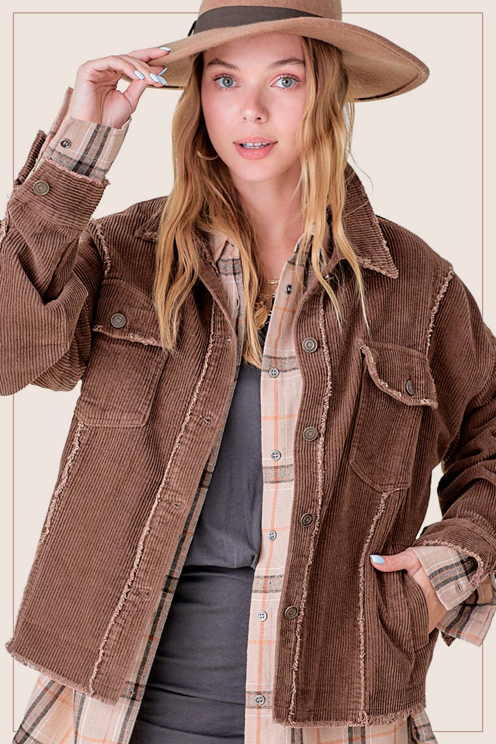 JKT1782-Washed Corduroy Oversized Button Down Jacket